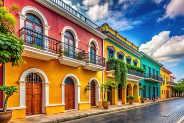 Fototapeta premium Stunning View of Colonial Architecture in Zona Colonial, Santo Domingo, Dominican Republic at Sunset