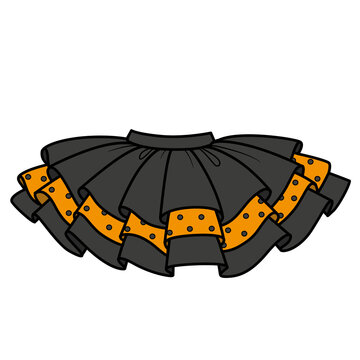 recommend clip art: Three-layer elegant tutu skirt black and orange for witch
