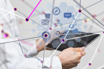 Connecting lines and dots.Big data visualization  - 3d