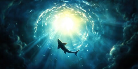 Fototapeta premium Mythology Epic TalesDivine Intervention Folklore Legends Fish Eye Perspective