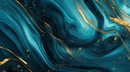Abstract Blue and Gold Swirls