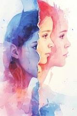 Colorful Dual Portrait with Torn Effect