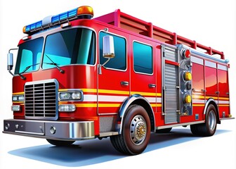 Vibrant Firetruck Clipart Illustration for Emergency Services, Fire Safety, and Educational Use