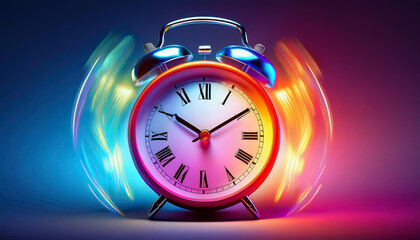 3D Ringing Alarm Clock with Vibrant Colors and Motion Effect