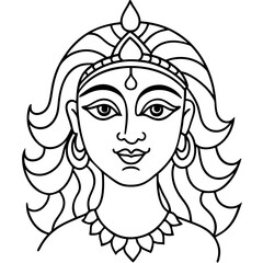 durga maa head drawing
