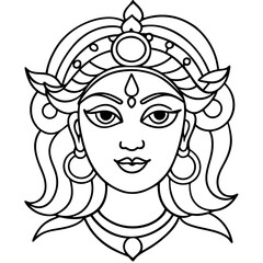 durga maa head drawing