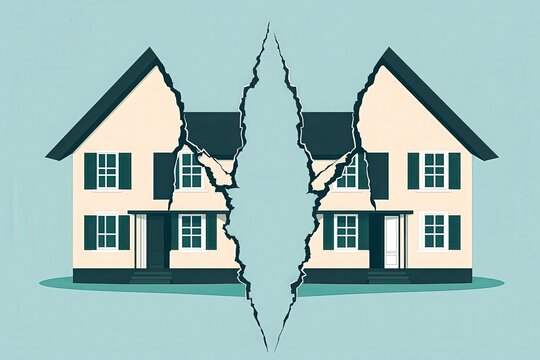 Split House Illustration Representing Separation or Divorce