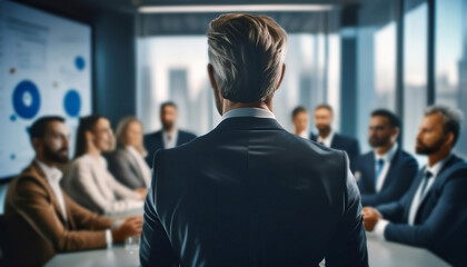 Business Leader Giving a Presentation to Team