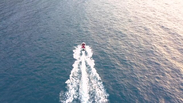 A boat sailing on the Mediterranean Sea in Oludeniz Fethiye Turkey 