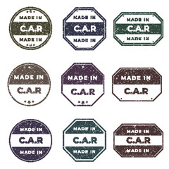 Set of Made In C.A.R Labels Ready to use for Product Emblem