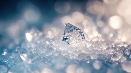 Fototapeta premium A Single Ice Crystal Gleams in the Midst of a Field of Frozen Water