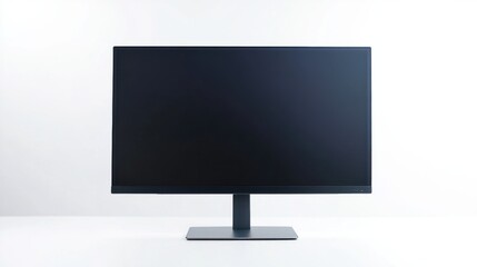 A desktop computer monitor with a sleek stand, isolated on a white background