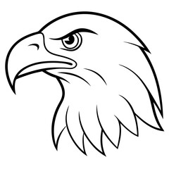 Eagle left facing head coloring page bold line art illustration