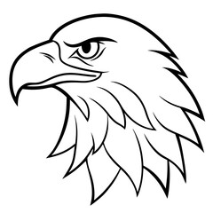 Eagle left facing head coloring page bold line art illustration