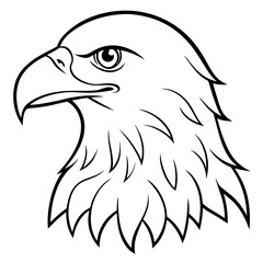 Eagle left facing head coloring page bold line art illustration
