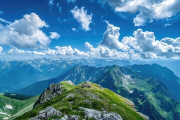 Obraz premium panorama blue sky with white cloud background nature view