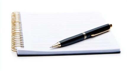 A stylish office planner with a pen, isolated on a white background