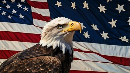 american bald eagle and usa flag 