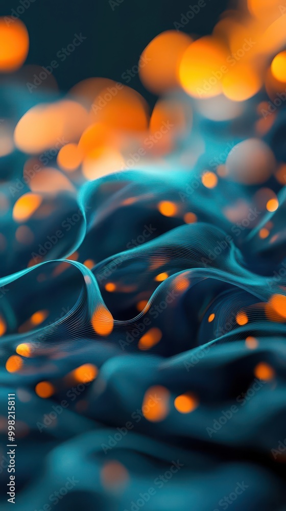 Poster highresolution abstract design with swirling teal and orange forms, textured layers and soft bokeh h
