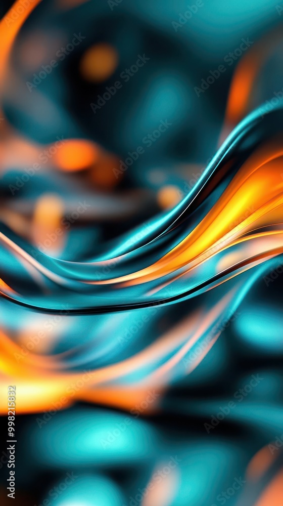 Poster the high resolution abstract design with swirling teal and orange forms, textured layers and soft bo