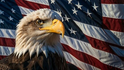 american bald eagle and usa flag 