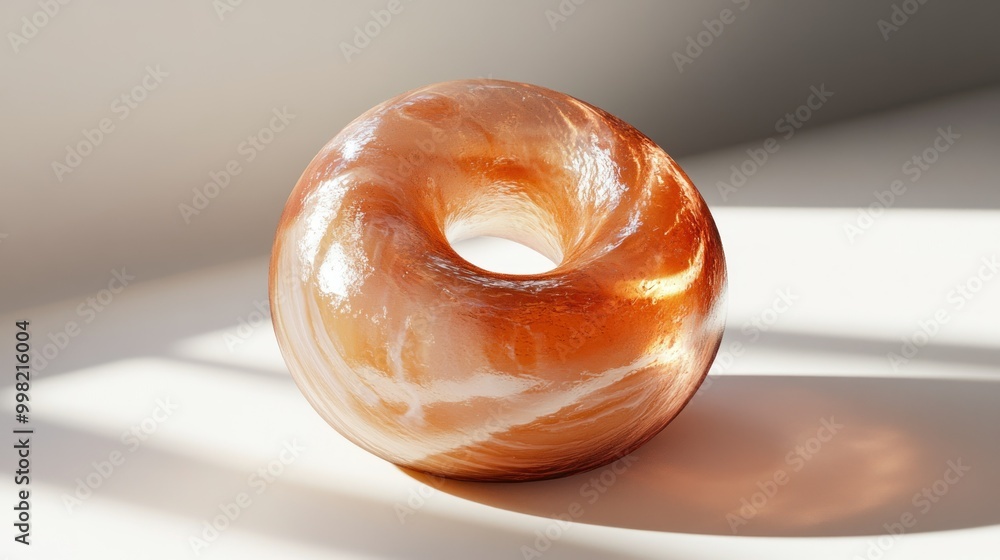 Wall mural A Shiny, Orange, Glass Torus on a White Surface