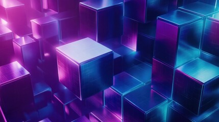 Abstract Neon Cubes