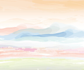 Draw imaginary landscapes with watercolors. Just like the evening
