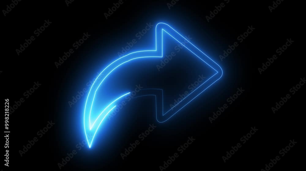 Poster share arrow icon animation. abstract share glowing neon line color arrow animation
