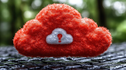 Cloud Computing Security Concept with Fluffy Cloud Icon