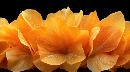 Close-up of Vibrant Orange Petals on Black Background