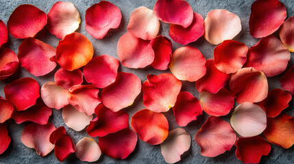 Red and Pink Rose Petals on Textured Surface