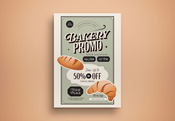 Green Beige Vintage Modern Bakery Promo Flyer Layout