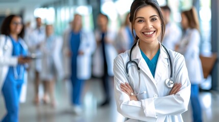 Proud medical student portrait celebrating her internship and scholarship in cardiology education