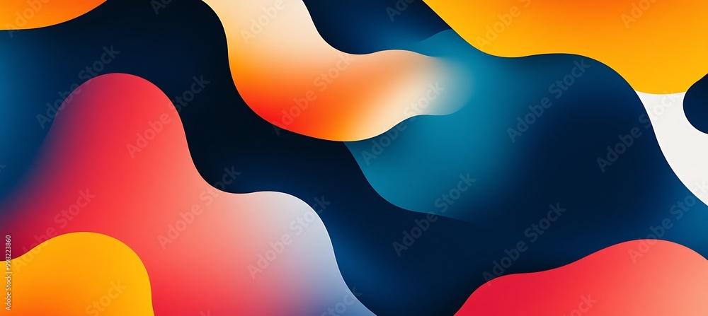 Poster a vibrant, abstract wave pattern with a large central area for text