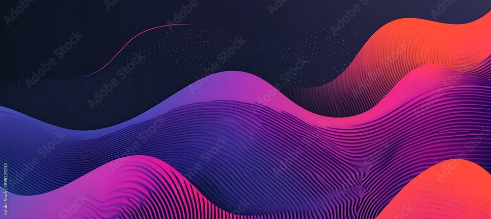 Poster a vibrant, abstract wave pattern with a large central area for text
