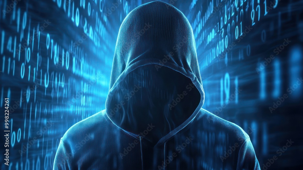 Aufkleber mysterious hacker in a digital world