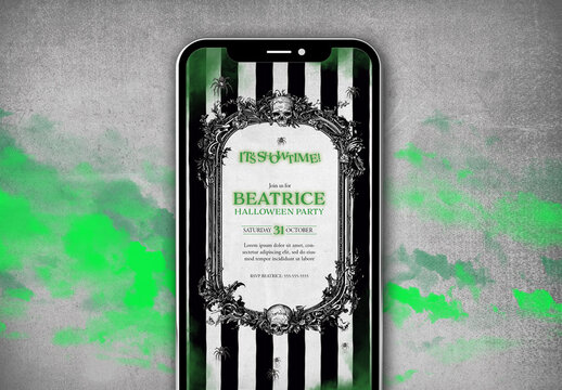 Halloween Beetle Horror Digital Party Invitation with AI illustration Elements
