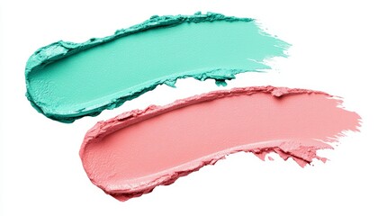 An elegant layout of liquid lipstick and eyeshadow swatches in Cybergem, Escapist Green, and Skylight Blue, with glossy, reflective textures.