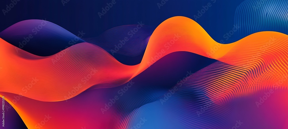Poster a vibrant, abstract wave pattern with a large central area for text