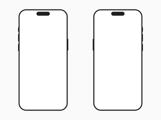 Set of Blank Modern Smartphones Isolated on White Background