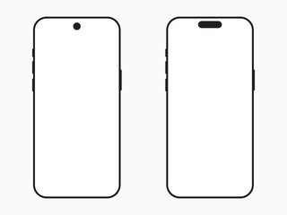 Set of Blank Modern Smartphones Isolated on White Background