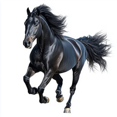 Fototapeta premium Natural_black_horse_isolated_on_a_white_background