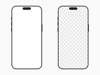 Set of Blank Modern Smartphones Isolated on White Background