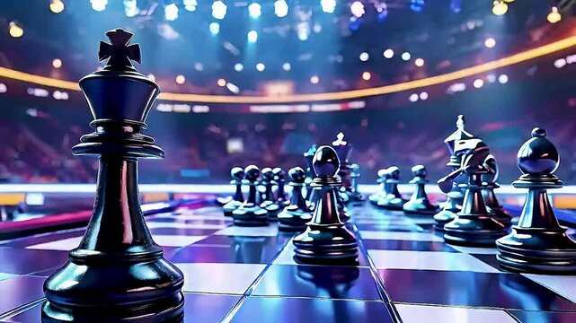 a chess board  and  chess pieces