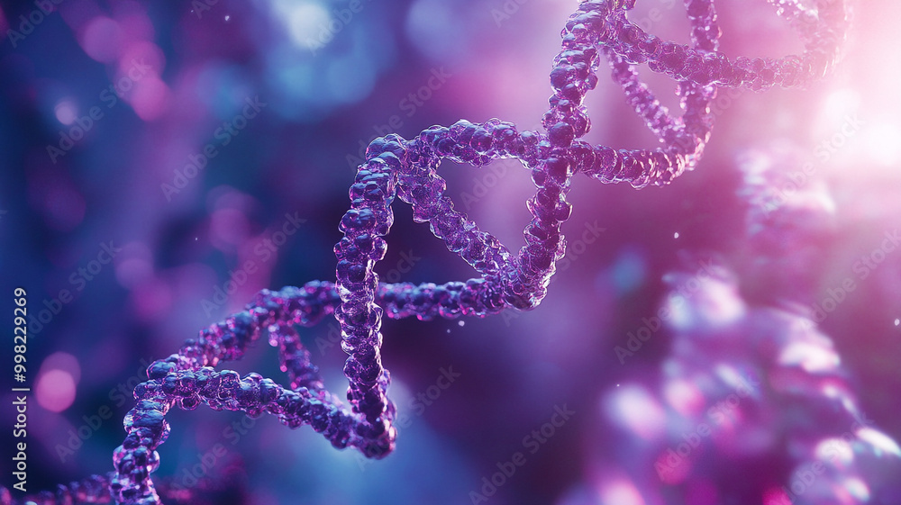 Poster colorful abstract representation of dna strands floating in a vibrant background