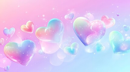 Delicate heart gradient in soft pastel hues. Bright and festive Valentine's Day banner. Abstract greeting card with candy-colored accents. Vector illustration.