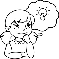 girl kid thinking of an idea