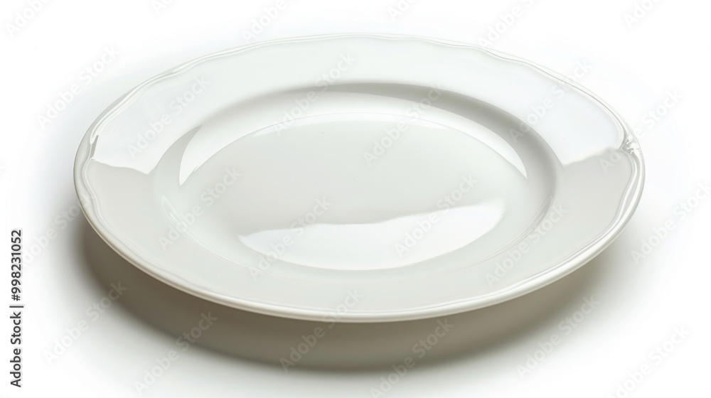 Poster a simple white plate placed on a table, suitable for various uses