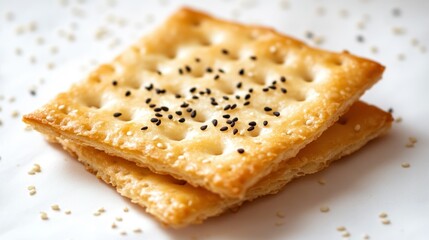 Fototapeta premium Closeup of Two Sesame Seed Crackers